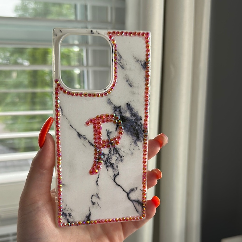 iPhone 14 Pro Phillies marble phone case HAND BEDAZZLED